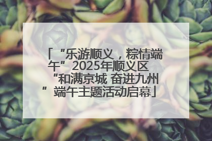 “乐游顺义，粽情端午”2025年顺义区“和满京城 奋进九州”端午主题活动启幕