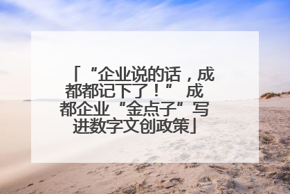 “企业说的话，成都都记下了！” 成都企业“金点子”写进数字文创政策