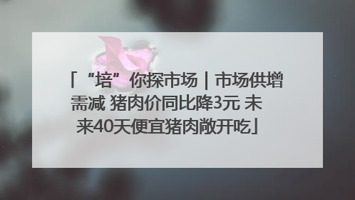 “培”你探市场｜市场供增需减 猪肉价同比降3元 未来40天便宜猪肉敞开吃