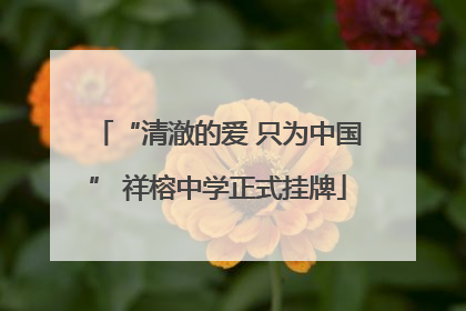 “清澈的爱 只为中国” 祥榕中学正式挂牌