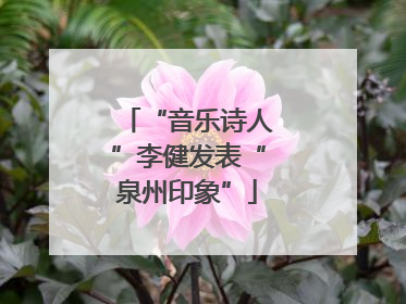 “音乐诗人”李健发表“泉州印象”