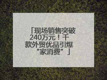 现场销售突破240万元！千款外贸优品引爆“家消费”