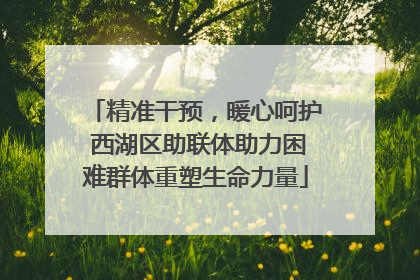 精准干预，暖心呵护 西湖区助联体助力困难群体重塑生命力量