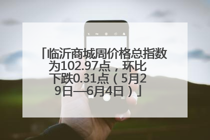 临沂商城周价格总指数为102.97点，环比下跌0.31点（5月29日—6月4日）