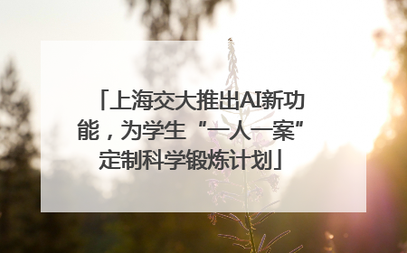 上海交大推出AI新功能，为学生“一人一案”定制科学锻炼计划