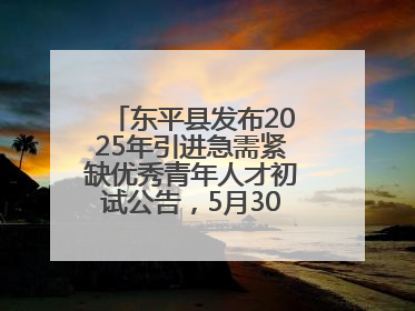 东平县发布2025年引进急需紧缺优秀青年人才初试公告，5月30日开展面谈