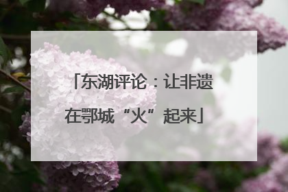 东湖评论：让非遗在鄂城“火”起来