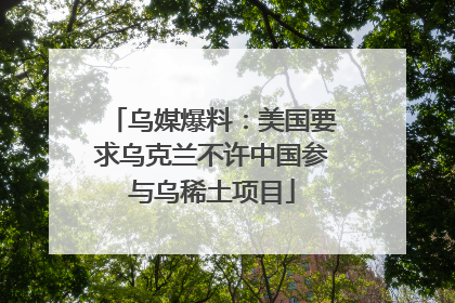 乌媒爆料：美国要求乌克兰不许中国参与乌稀土项目