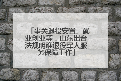 事关退役安置、就业创业等，山东出台法规明确退役军人服务保障工作