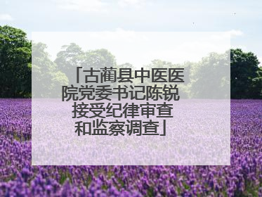 古蔺县中医医院党委书记陈锐 接受纪律审查和监察调查