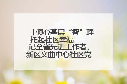 倾心基层“智”理 托起社区幸福——记全省先进工作者、新区文曲中心社区党委书记董世弘