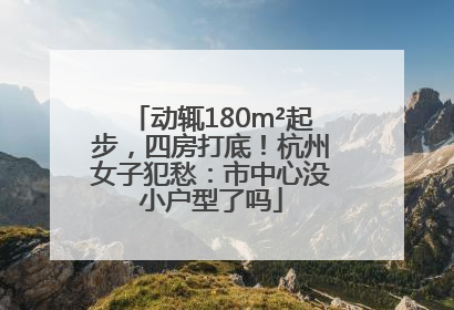 动辄180m²起步，四房打底！杭州女子犯愁：市中心没小户型了吗