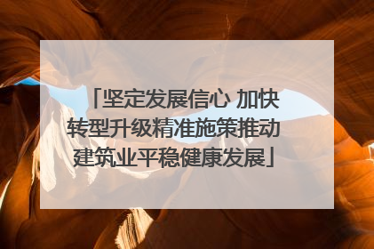 坚定发展信心 加快转型升级精准施策推动建筑业平稳健康发展