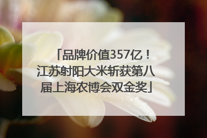 品牌价值357亿！江苏射阳大米斩获第八届上海农博会双金奖