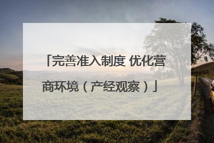 完善准入制度 优化营商环境（产经观察）