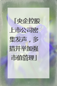 央企控股上市公司密集发声，多措并举加强市值管理