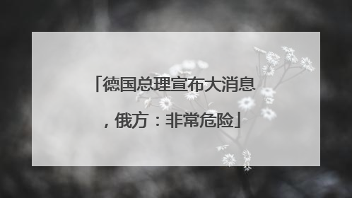 德国总理宣布大消息，俄方：非常危险