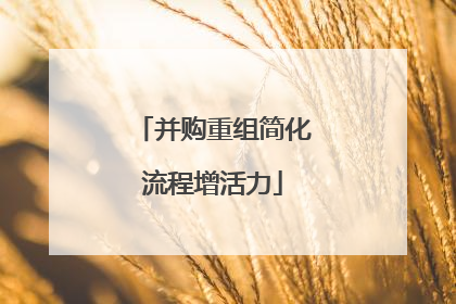 并购重组简化流程增活力