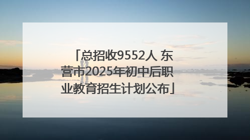 总招收9552人 东营市2025年初中后职业教育招生计划公布
