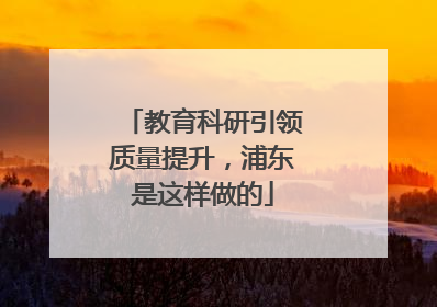 教育科研引领质量提升，浦东是这样做的