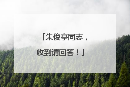 朱俊亭同志，收到请回答！