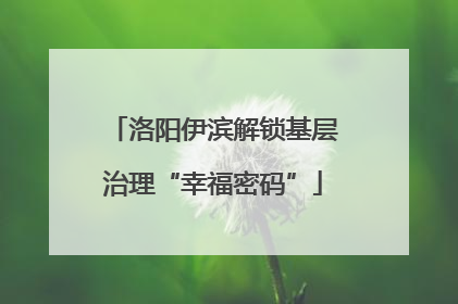 洛阳伊滨解锁基层治理“幸福密码”