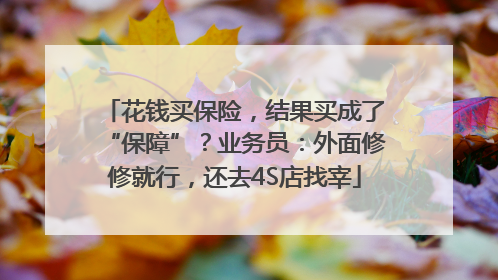 花钱买保险，结果买成了“保障”？业务员：外面修修就行，还去4S店找宰