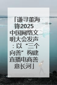 谦寻董海锋2025中国网络文明大会发声：以“三个向善”构建直播电商善意长河