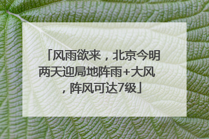 风雨欲来，北京今明两天迎局地阵雨+大风，阵风可达7级