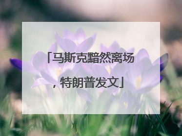马斯克黯然离场，特朗普发文